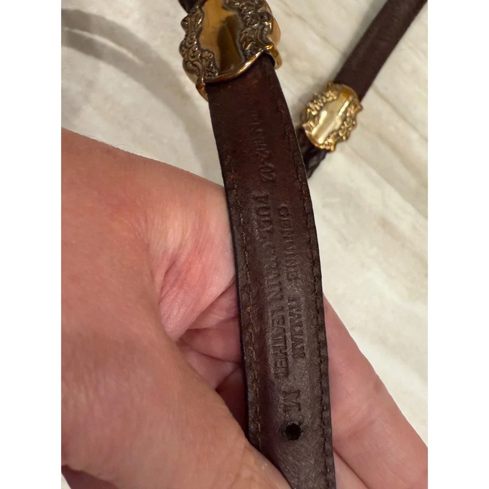 Vintage 90s John Rich and Bros. Woolrich Dark Brown Braided Leather Western Belt